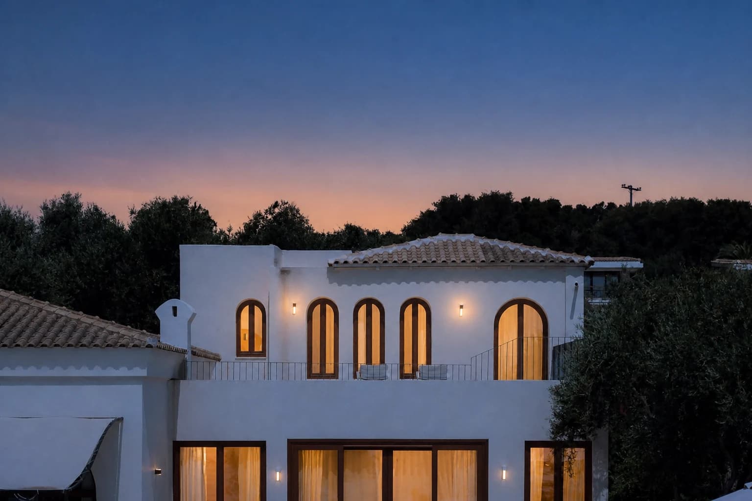 Property exterior with a sunset treatment